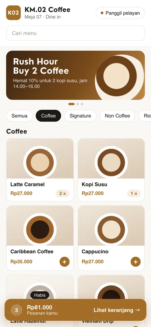 Menu QR tamu KM.02 di HP