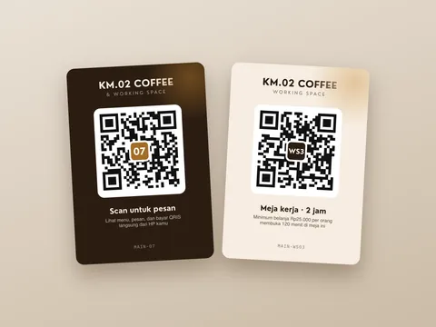 Kartu QR meja biasa dan meja workspace KM.02